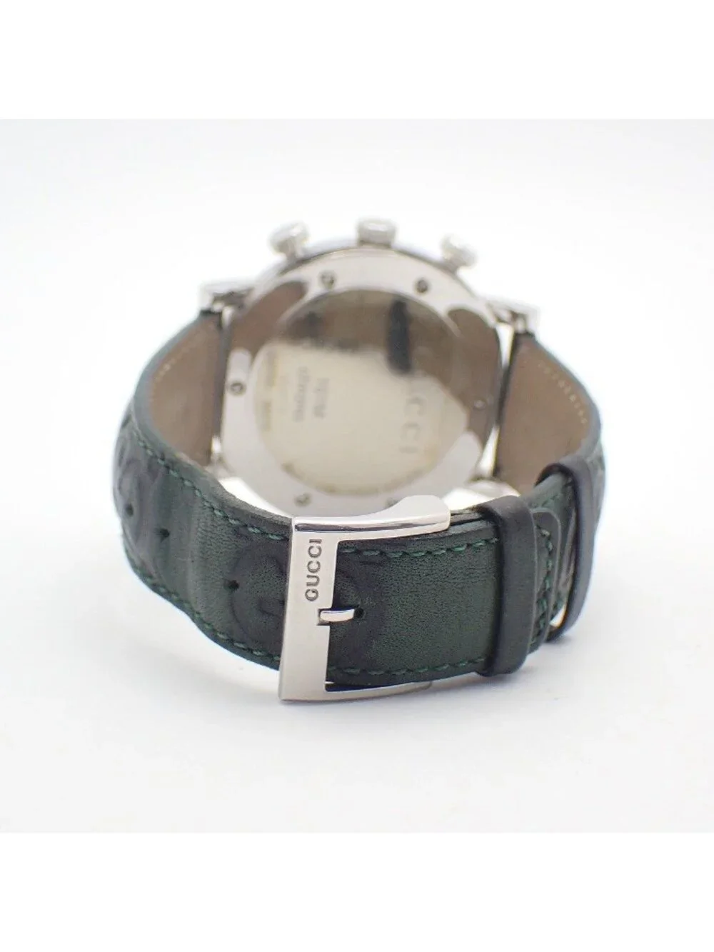 Gucci Chrono Chronograph Quartz Watch Diamond Shell Dial Leather Pawn